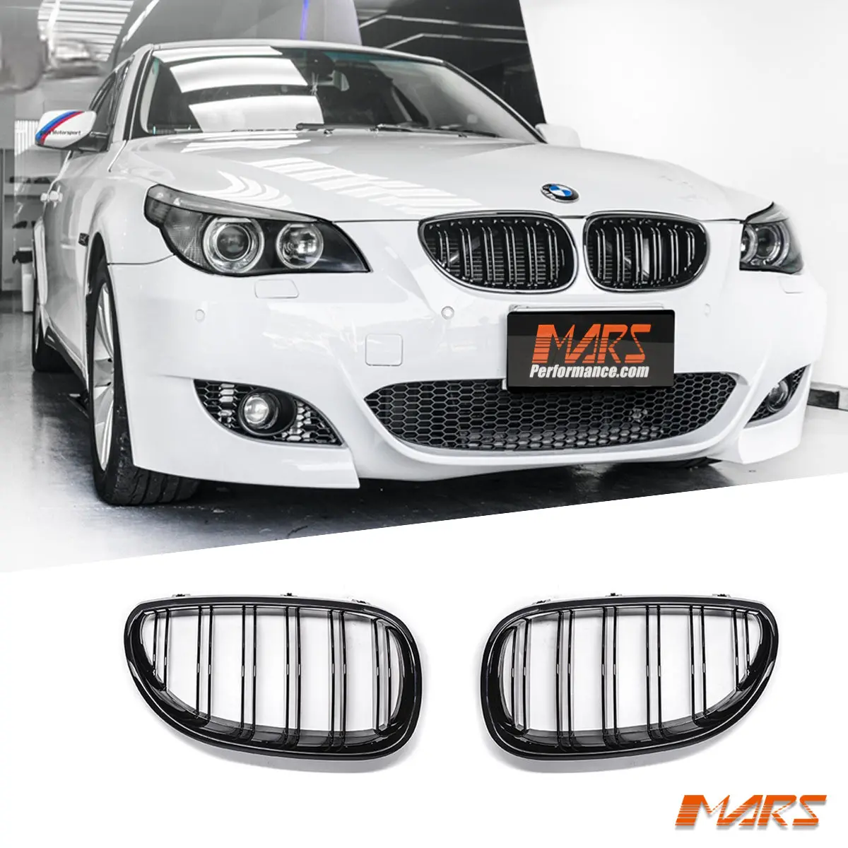 Gloss Black Front Kidney Grille Grill Bodykit For Bmw 5-Series E60 E61 2003-2009 & M5 1