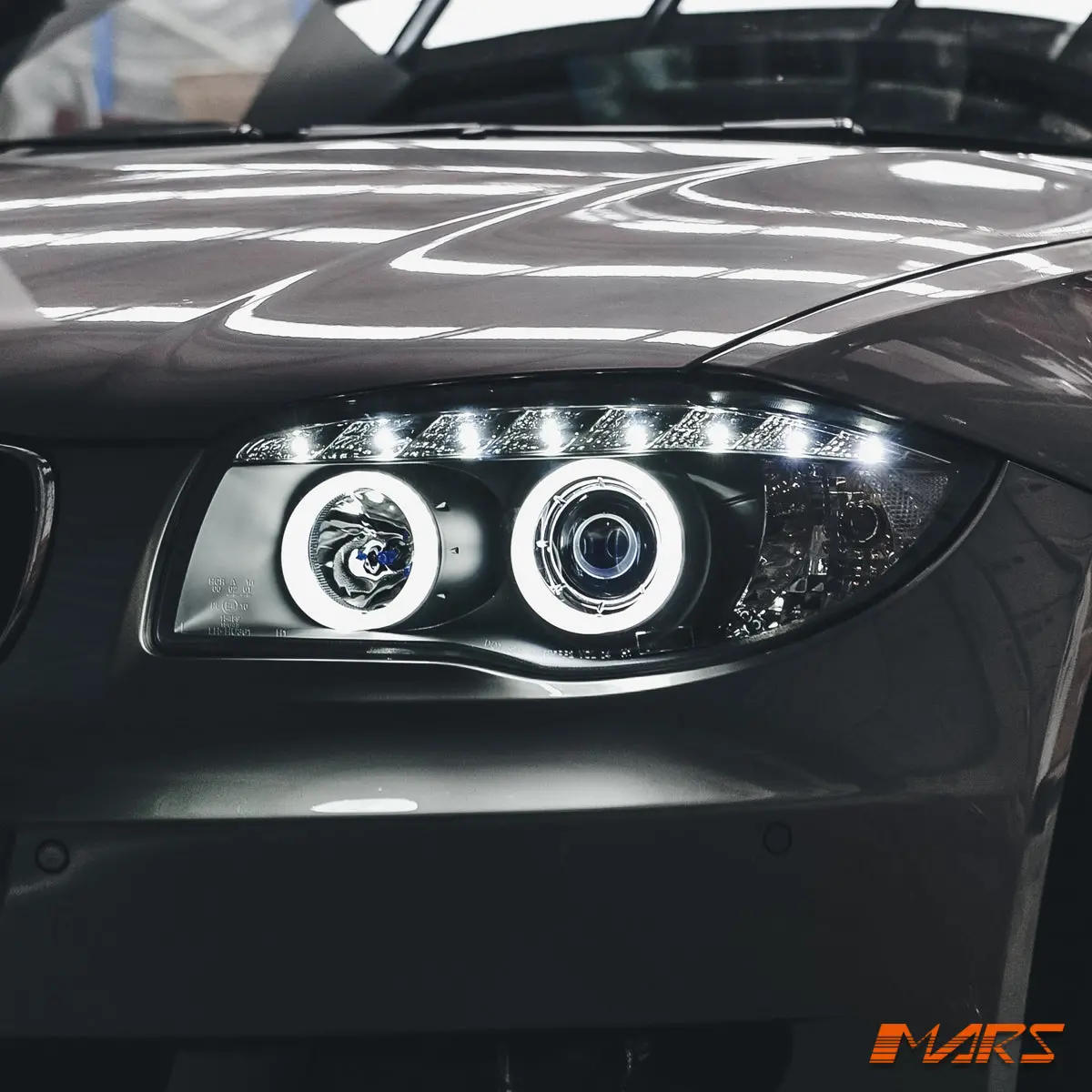 Black Led Drl & 3D Angel-Eyes Projector Head Lights For Bmw 1-Series E81 E82 E87 E88 1