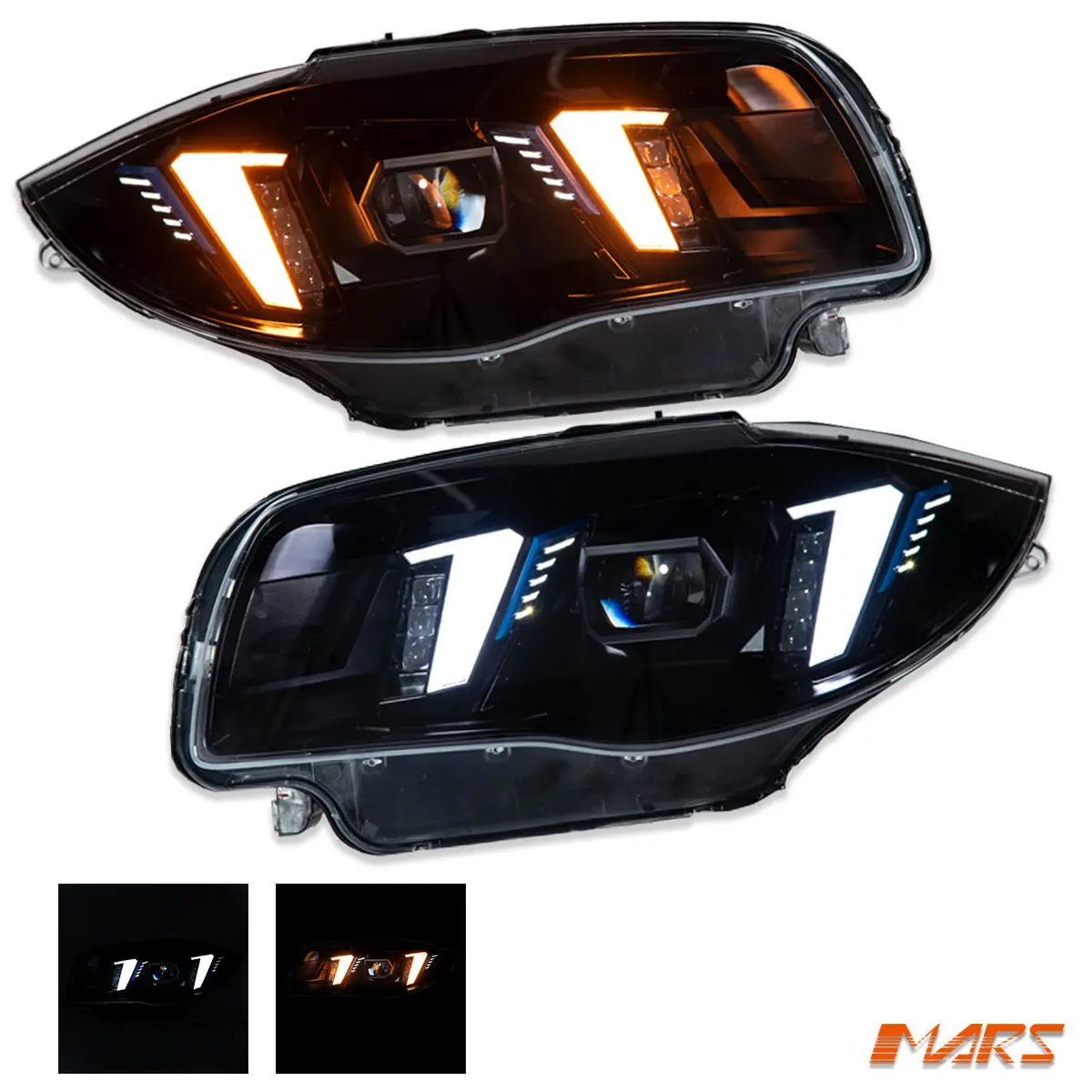 Black Full Led Head Lights For Bmw 1-Series E81 E87 Hatch E82 Coupe E88 Convertible & 1M 2004-2013 1
