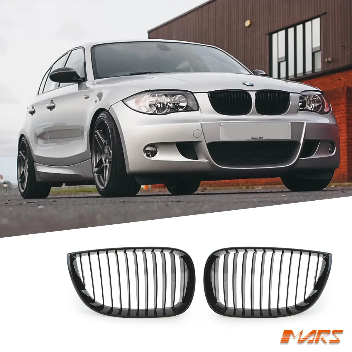 Gloss Black 1M Style Front Bumper Bar Kidney Grille Grill Bodykit For Bmw 1-Series E87 E81 Hatch Pre Lci 2004-2010 1