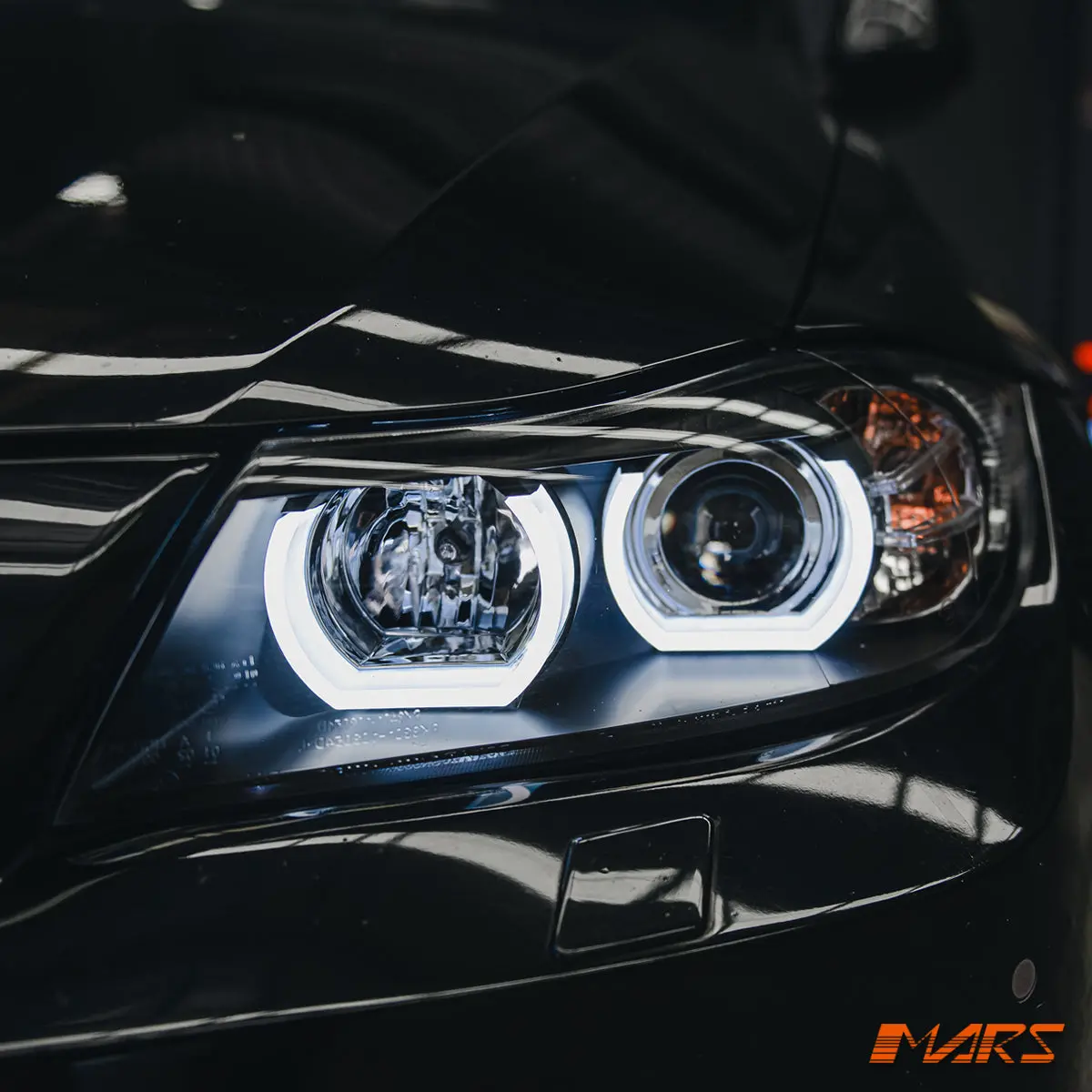 (Replace Factory Hid/Xenon Model) Black Led 3D Angel-Eyes Projector Head Lights For Bmw 3-Series E91 E90 2005-2008 1