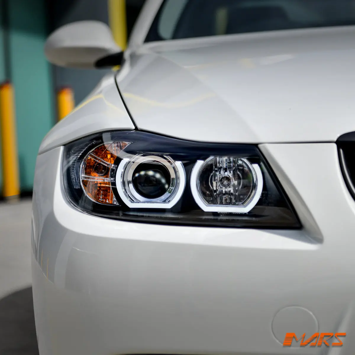 (Replace Stock Halogen Model) Black Led 3D Angel-Eyes Projector Head Lights For Bmw 3-Series E91 E90 2005-2008 1