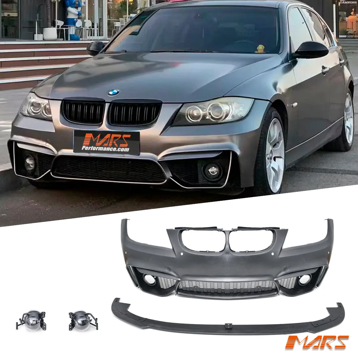 M4 Style Front Bumper Bar Bodykit With Lip Spoiler For Bmw 3-Series E90 Sedan & E91 Wagon 2005-2008 Pre Lci 1