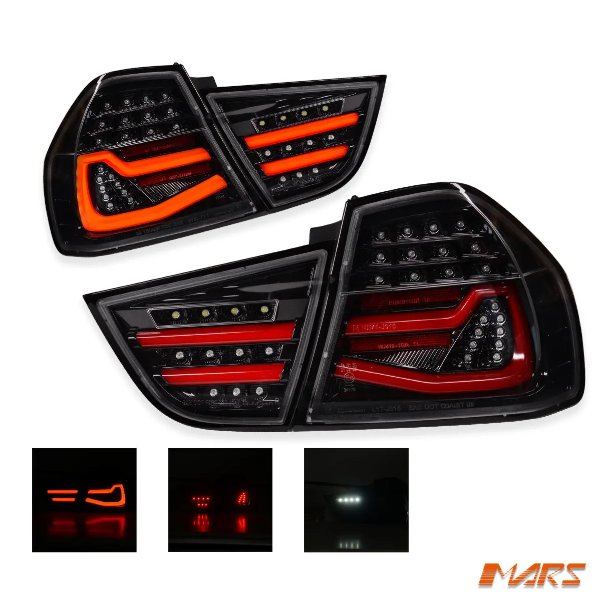 Black Full Led Tail Lights With Sequential Indicator For Bmw 3-Series E90 Sedan Lci 2009-2011 & M3 1