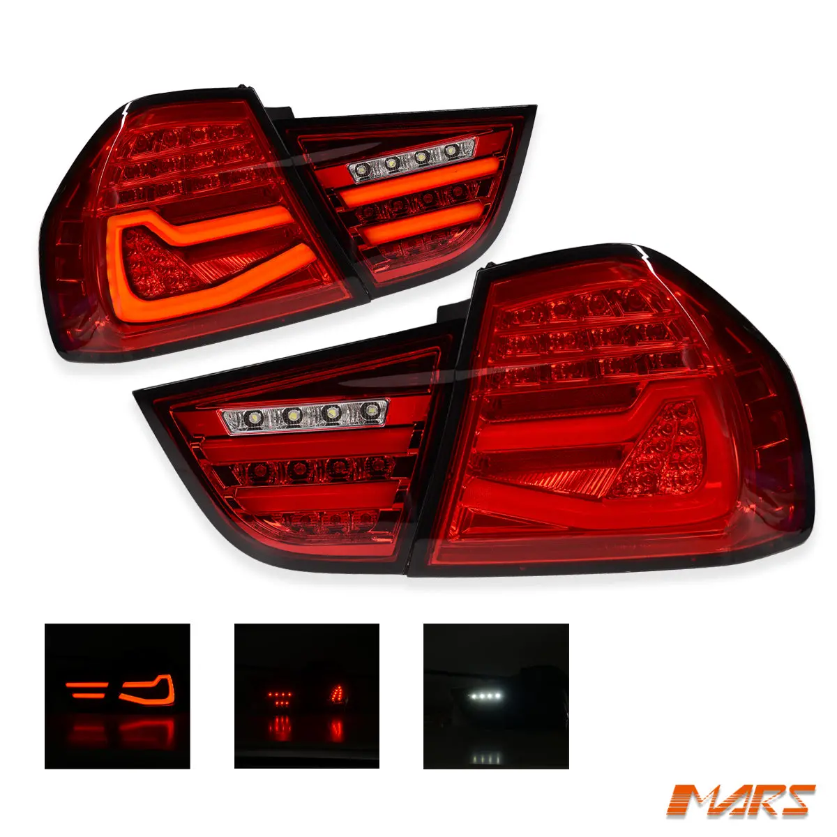 Red Clear Full Led Tail Lights With Sequential Indicator For Bmw 3-Series E90 Sedan Lci 2009-2011 & M3 1