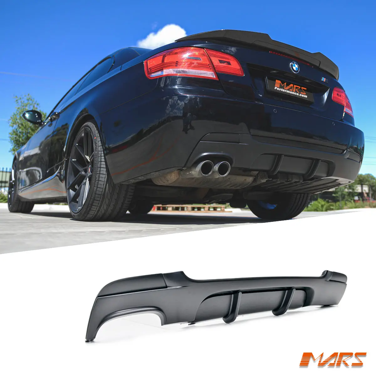 Matt Black M Performance Style Rear Bumper Bar Single Exhaust Diffuser Bodykit For Bmw 3-Series E92 Coupe & E93 Convertible 2006-2012 1