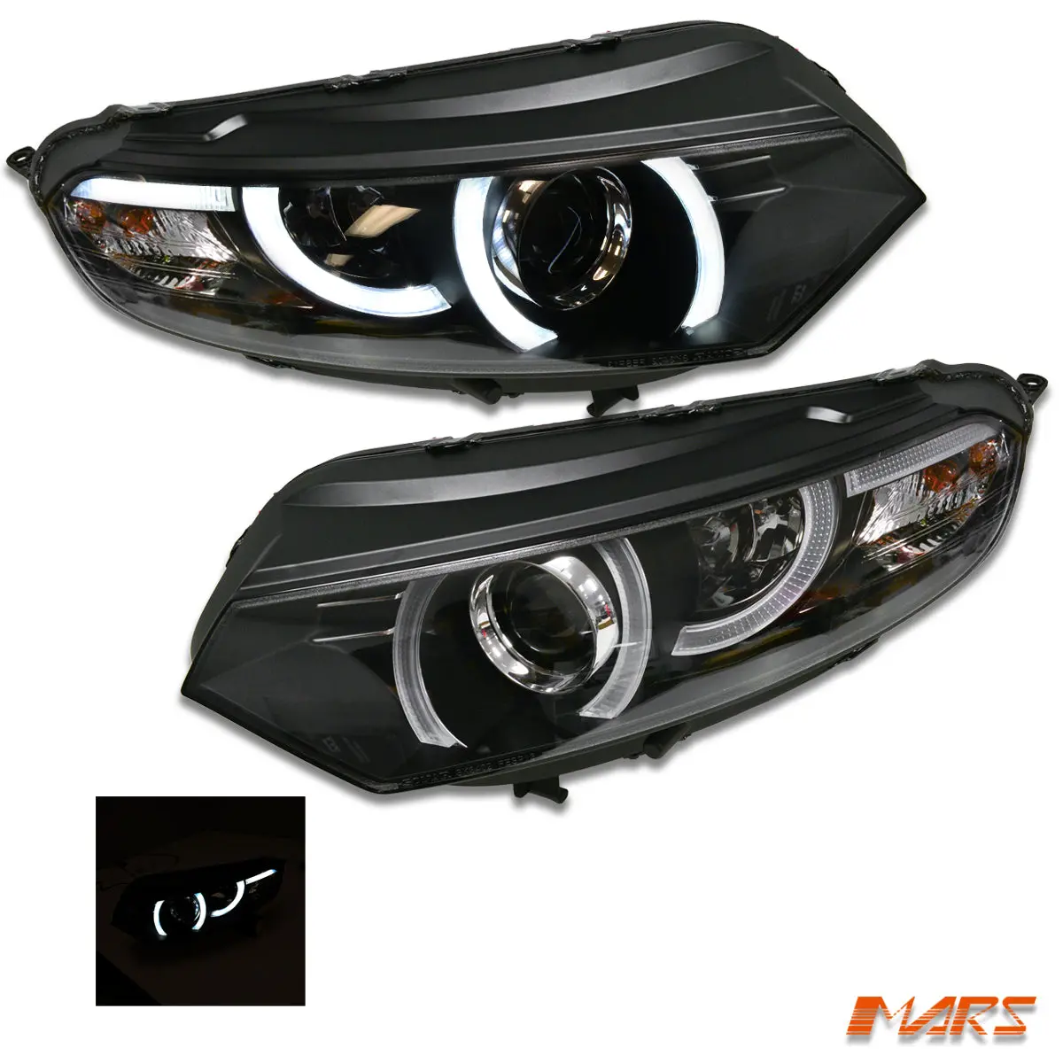 Black 3D Stripe Bar Led Drl Projector Head Lights For Ford Ecosport Bk 2013-2016 1