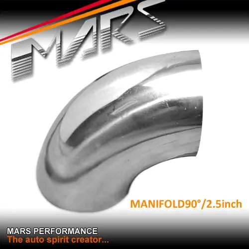 Mars 2.5 Inch 90 Degrees Mandrel Bend Polished Stainless Steel Manifold Pipe For Cat-Back Exhaust & Muffler Parts 1