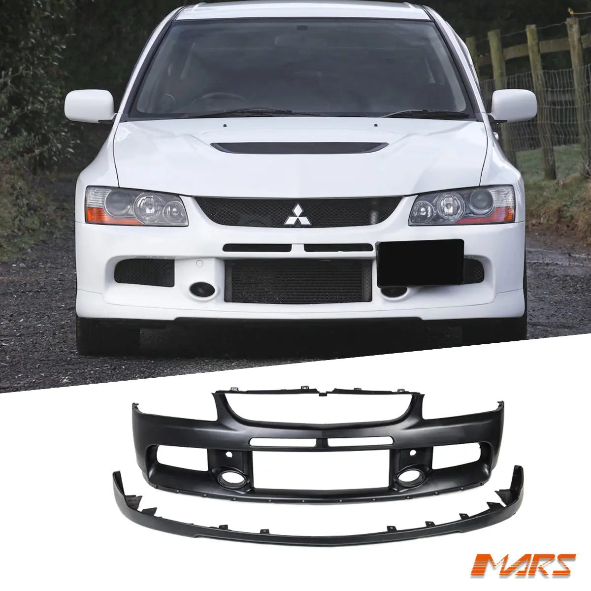Evo Ix Style Plastic Front Bumper Bar Bodykit & Lip Spoiler For Mitsubishi Lancer Evolution Evo 8 9 1