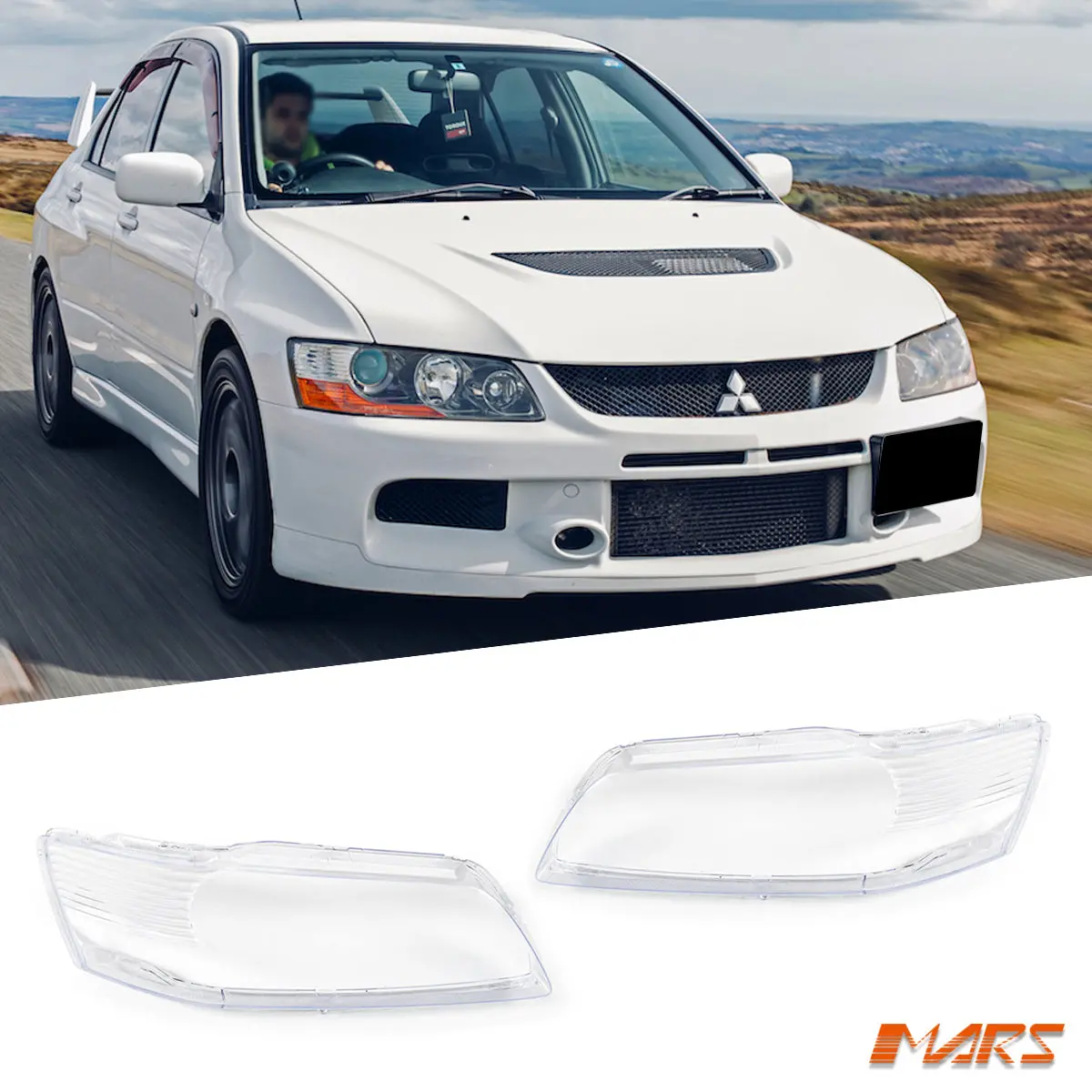 Pair Of Clear Headlight Cover Lens For Mitsubishi Lancer Evolution Evo 9 Ix 2005-2007 1