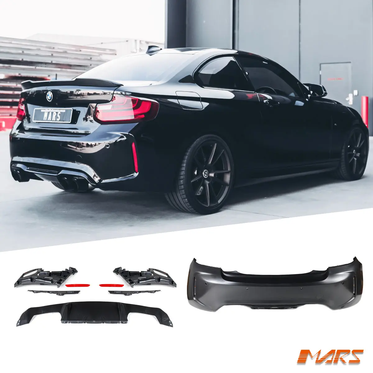M2 Style Rear Bumper Bar Bodykit With Twin Exhaust Outlet Diffuser For Bmw 2 Series F22 Coupe & F23 Convertible 1
