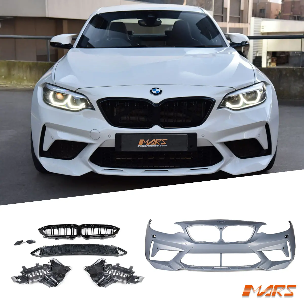 M2 Competition M2c Style Front Bumper Bar Bodykits & Grill For Bmw 2 Series F22 Coupe & F23 Convertible 2014-2021 1