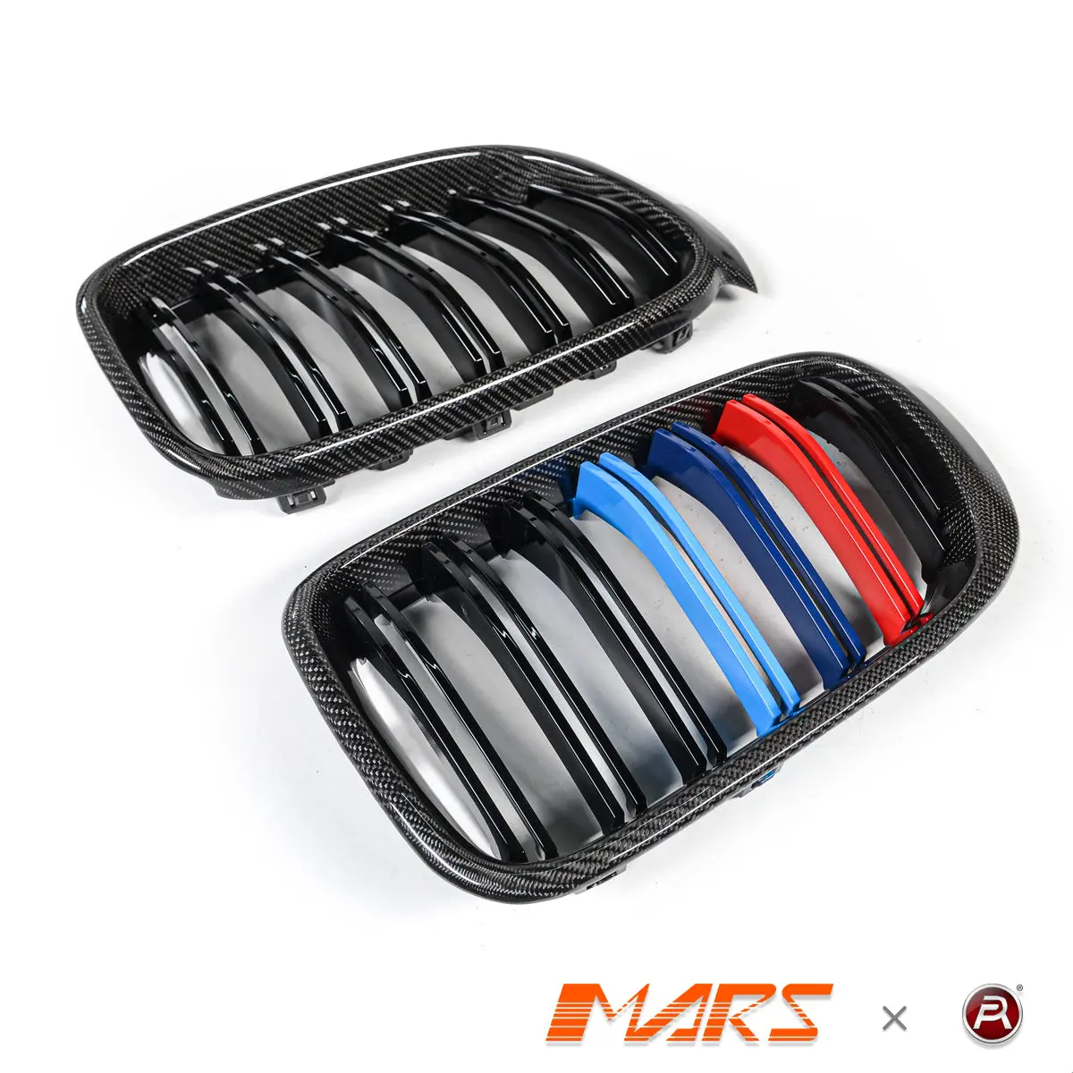 Carbon Fibre X4m Style Front Bumper Bar Kidney Grille Gill Bodykit With Colour Stripes For Bmw X4 F26 & X3 F25 Lci Facelift 2014-2018 1