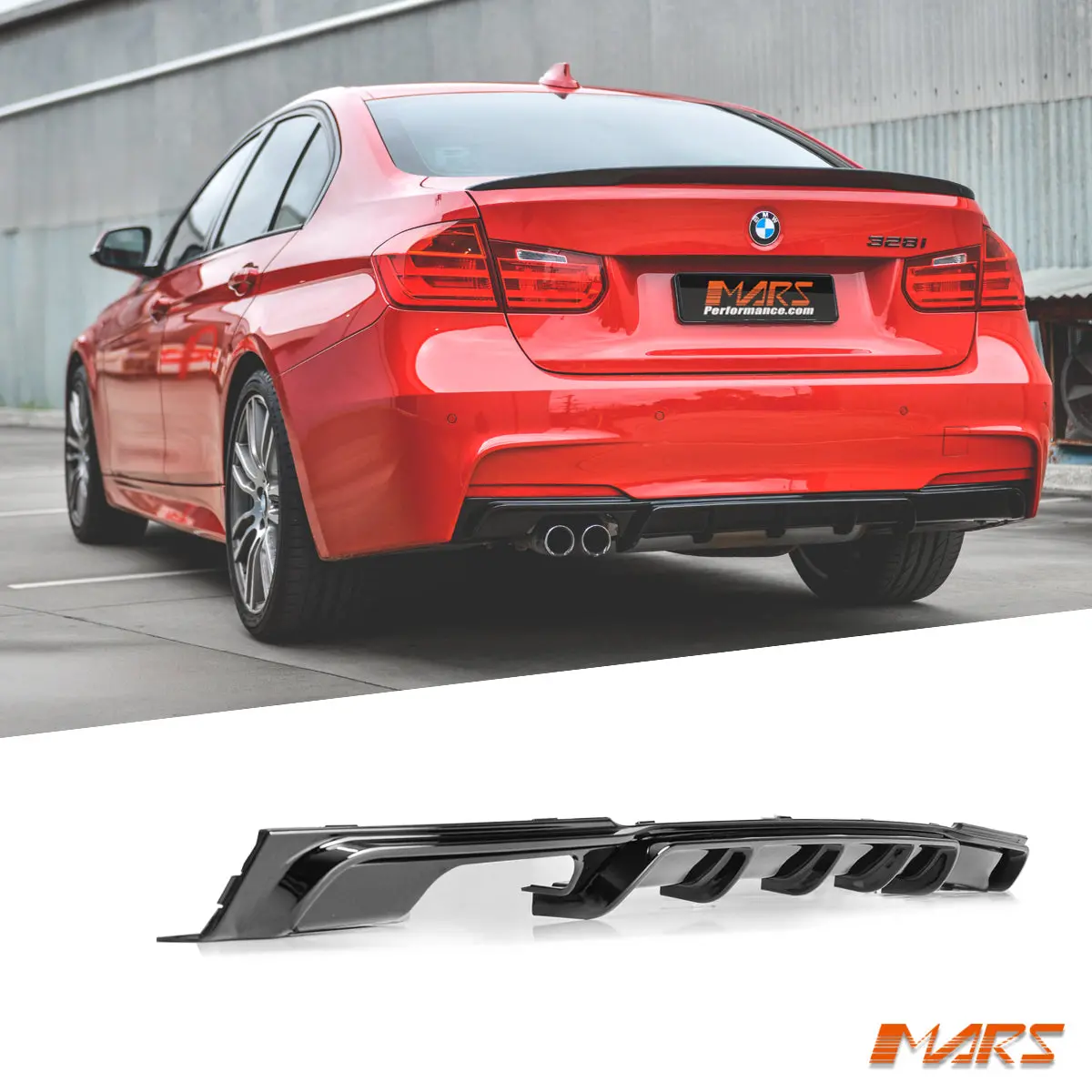 Gloss Black Performance Rear Bumper Bar Diffuser Bodykit With Single Exhaust Outlet For Bmw 3 Series F30 F31 M Tech M Sports 2012-2018 1