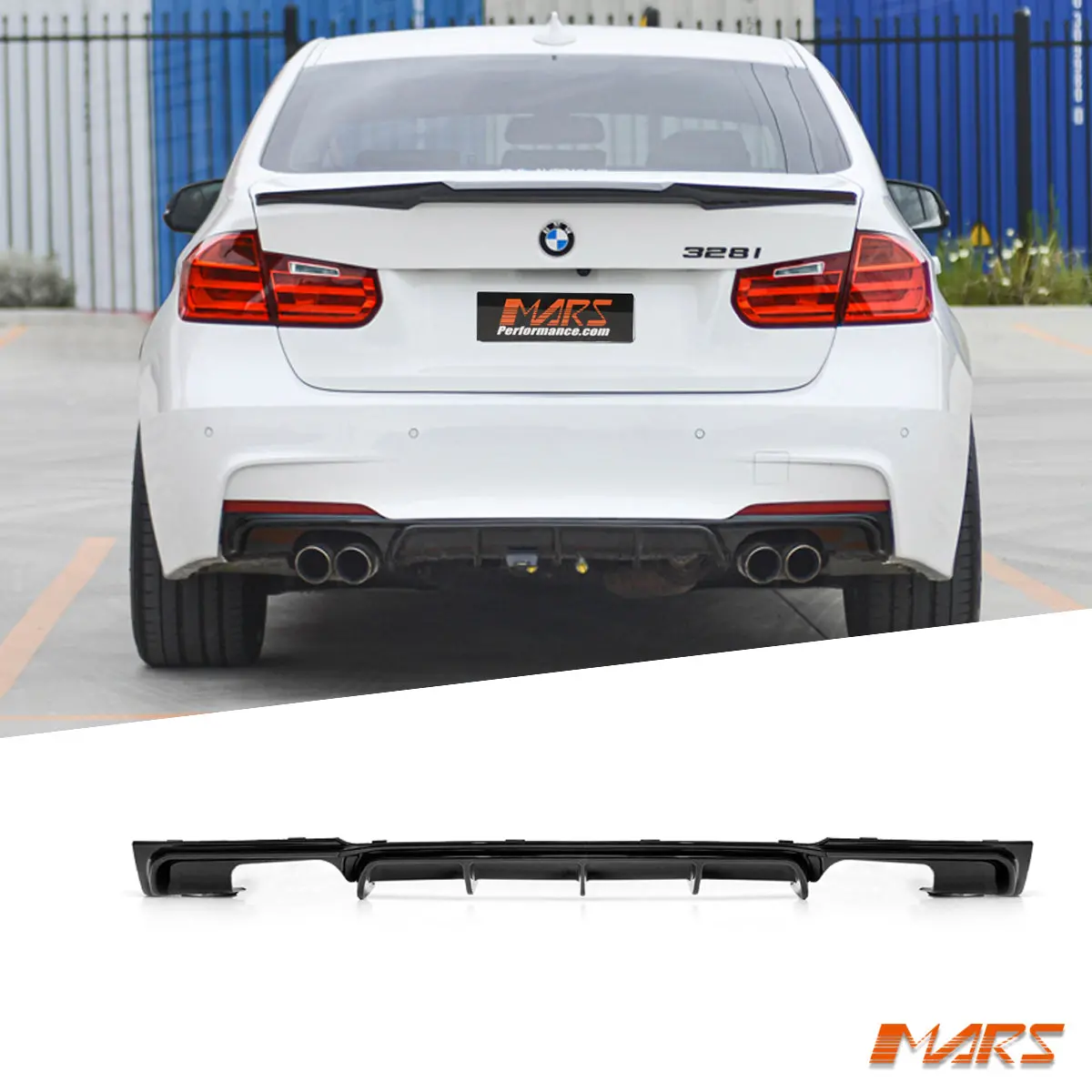 Gloss Black Performance Style Rear Bumper Bar Diffuser Bodykit With Twin Exhaust Outlet For Bmw 3 Series F30 F31 M Tech M Sport 2012-2018 1