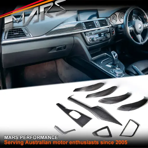 Real Carbon Fibre Rhd Interior Dash Trim & Door Handle Covers For Bmw 3 Series F30 & 4 Series F32 F33 F36 1
