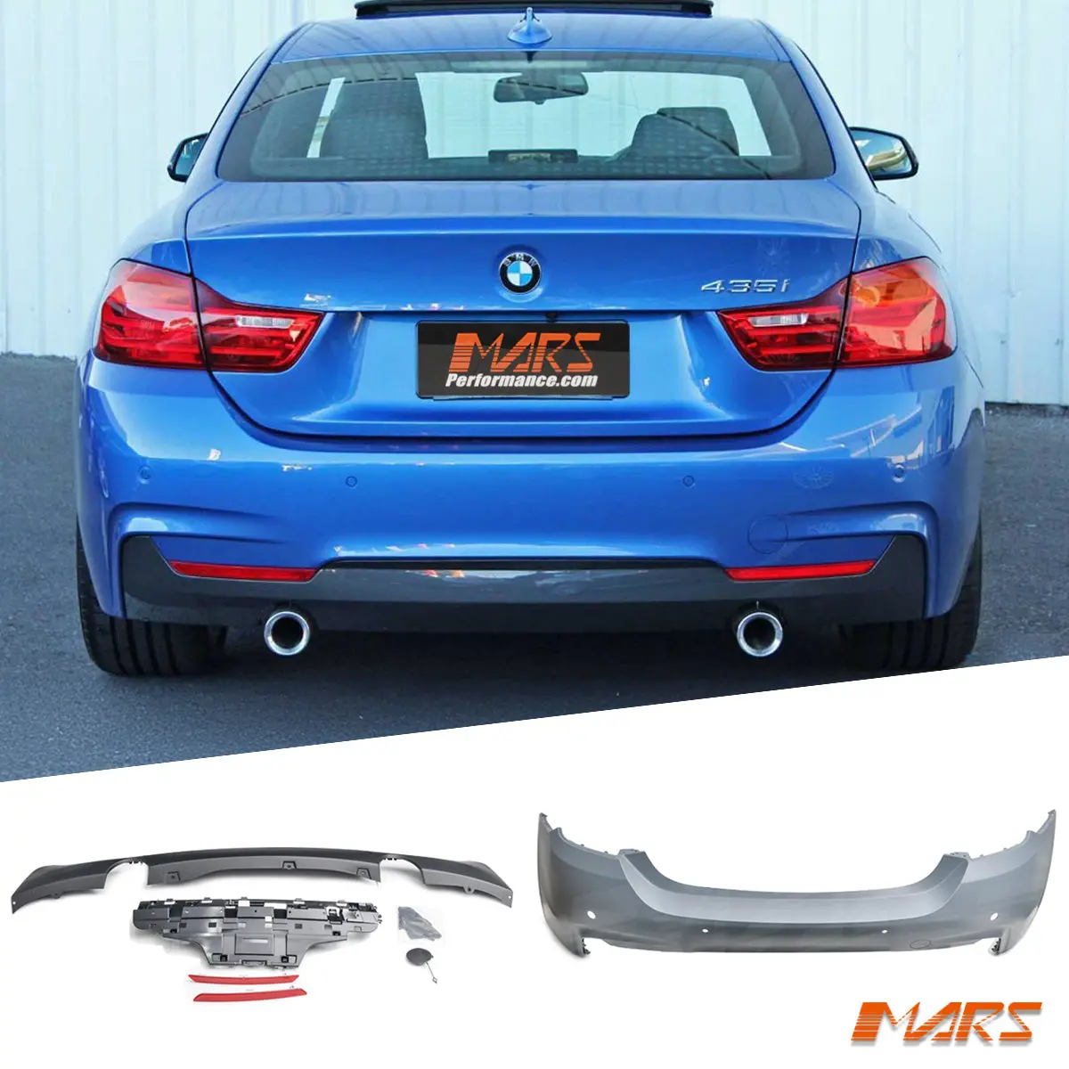 Bmw M Tech Sport Style Rear Bumper Bar Bodykit With Twin Exhaust Outlet For 4 Series F32 F33 F36 435I & 440I 2013-2020 1