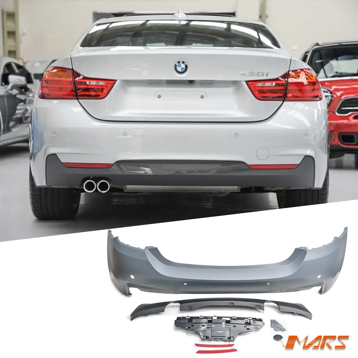 Bmw M Tech Sport Style Rear Bumper Bar Bodykit With Single Exhaust Outlet For 4 Series F32 F33 F36 420I 420D 428I 430I 2013-2020 1