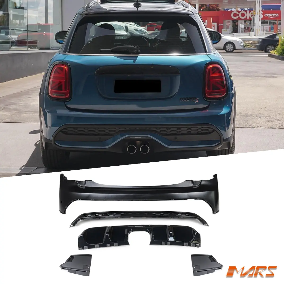 Jcw Style Rear Bumper Bar Bodykit & Diffuser For Mini Cooper F55 5 Doors Hatch 2020-2023 1