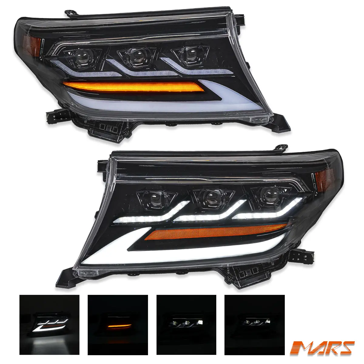 Full Led & Drl Head Lights With Sequential Indicators For Toyota Landcruiser 200 Series 2007-2015 Lc200 Fj200 1