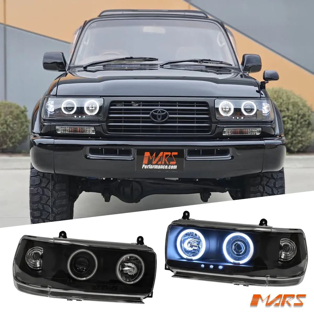 Black Ccfl Angel Eyes Projector Head Lights For Toyota Landcruiser 80 Series Fj80 Lc80 1990-1997 1