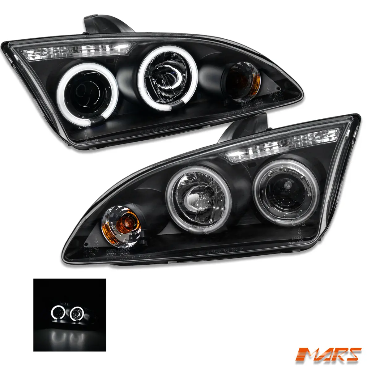 Black Ccfl Angel Eyes Projector Head Lights For Ford Focus 2005-2008 Ls Lt 1