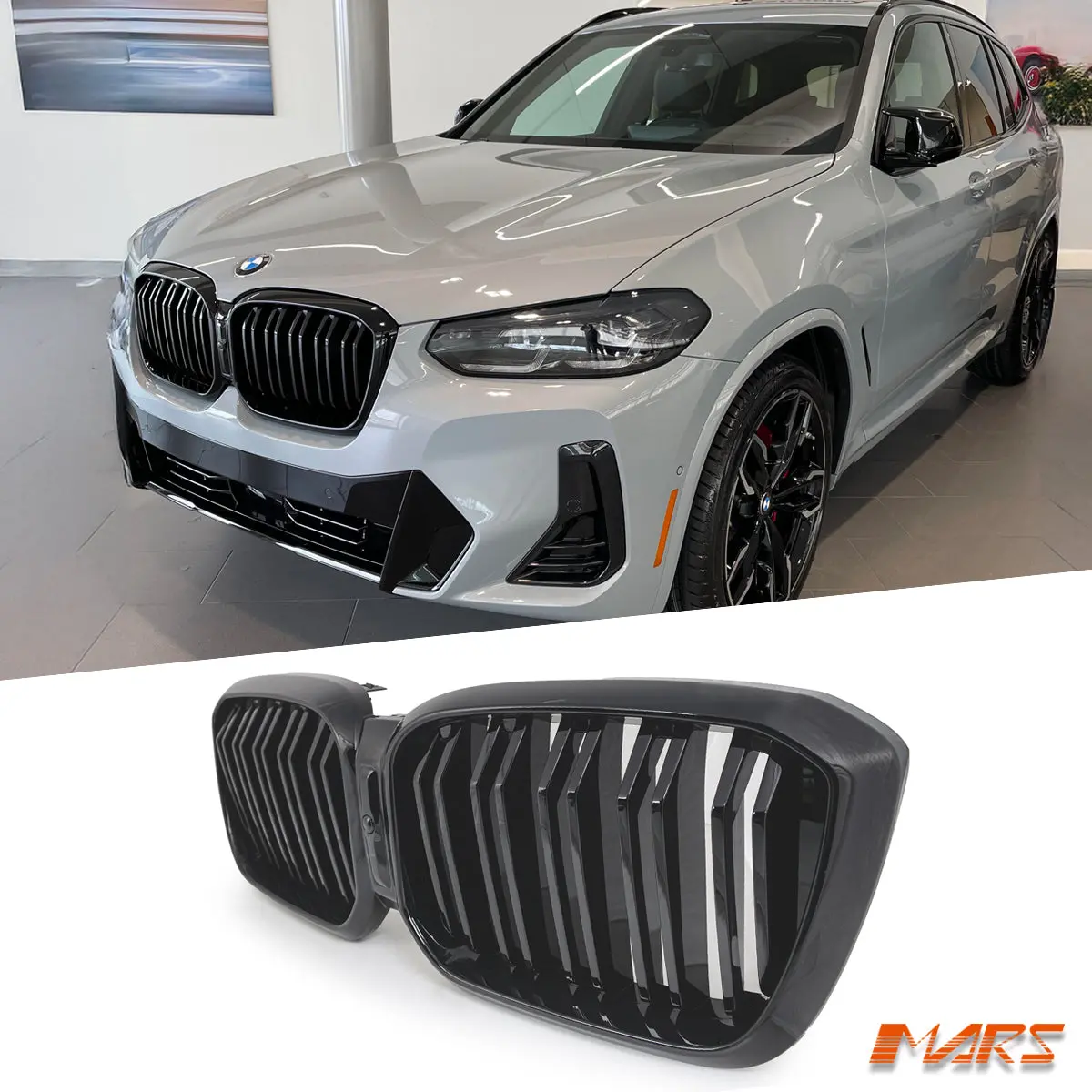 Gloss Black X3m X4m Style Front Bumper Bar Kidney Grille Grill For Bmw X3 G01 Lci & X4 G02 Lci 2021-2024 1