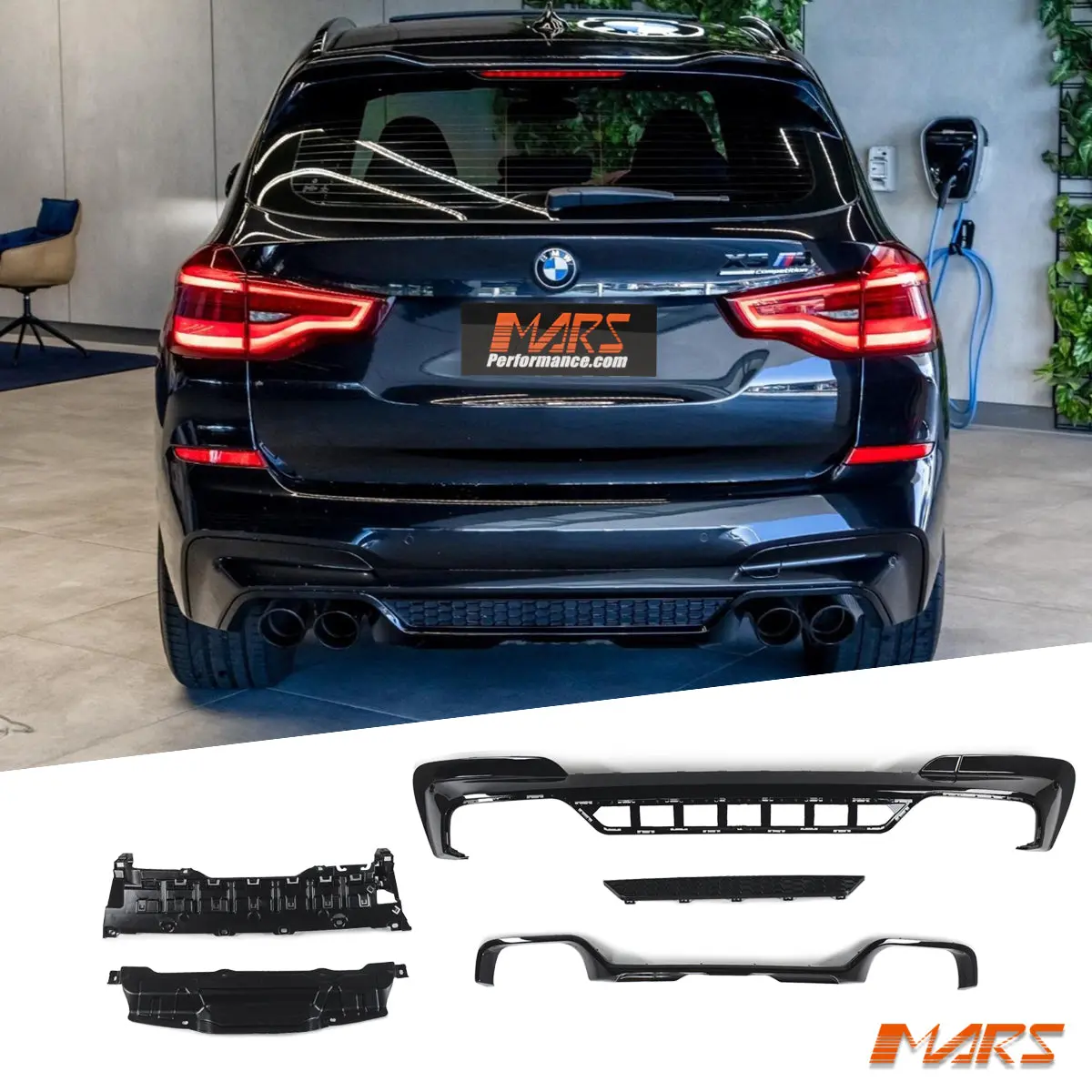 Gloss Black Rear Bumper Bar Diffuser Bodykit For Bmw X3 G01 M Sport & X3m F97, Pre Lci 2017-2021 1