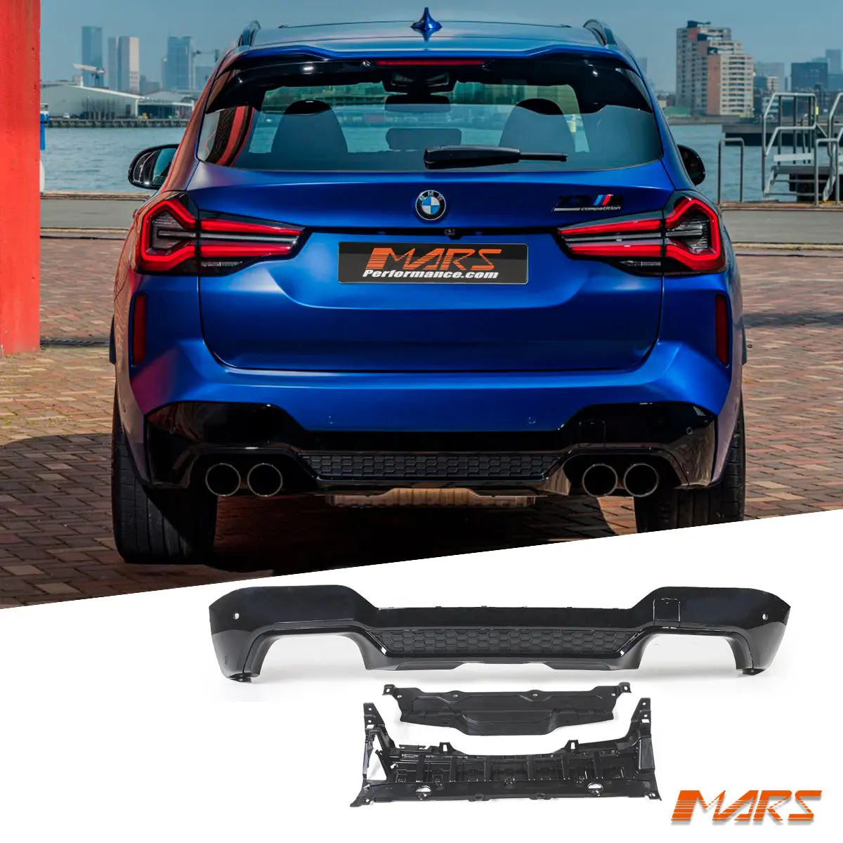 Gloss Black Rear Bumper Bar Diffuser Bodykit For Bmw X3 G01 M Sport Lci & X3m F97 Lci 2021-2024 1