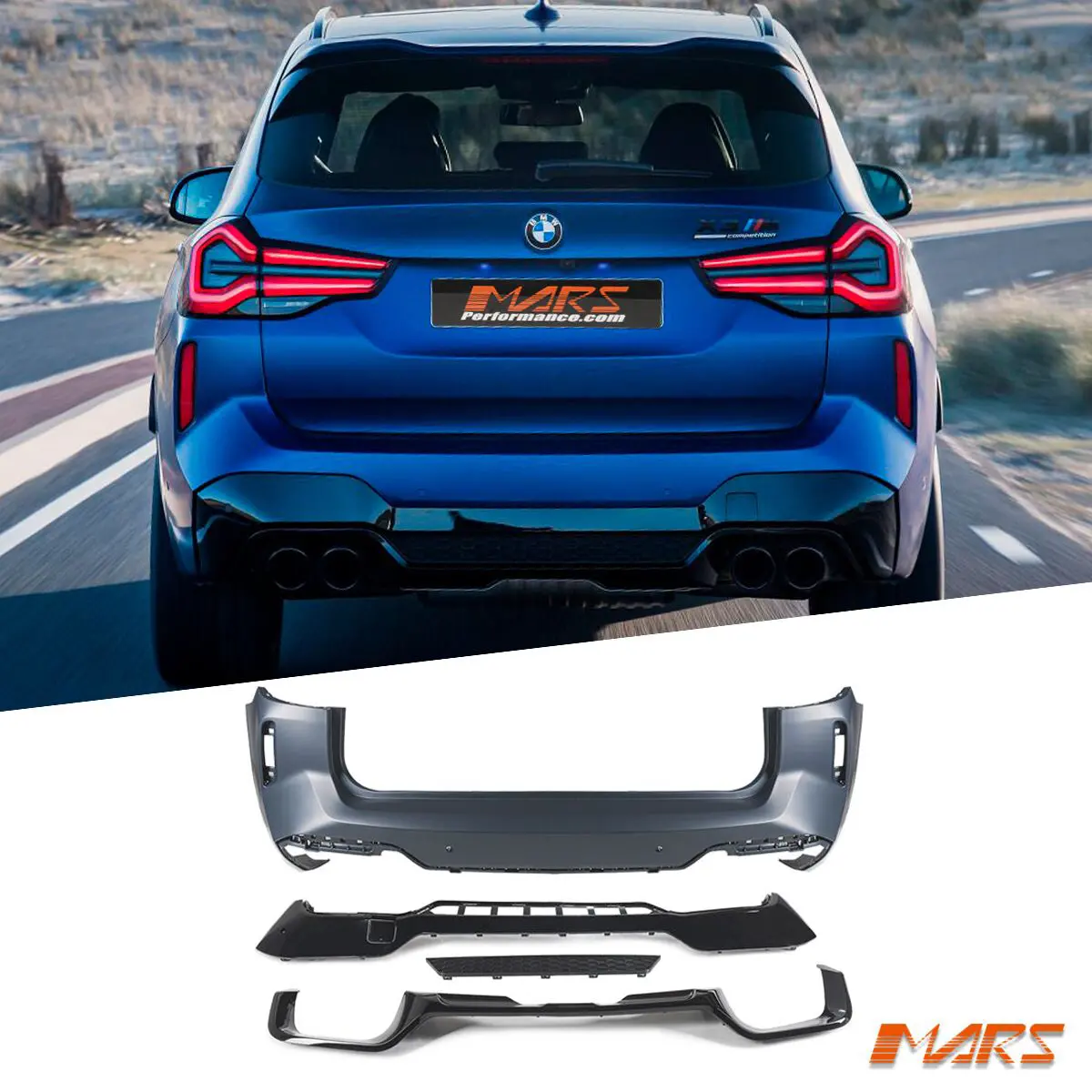 Rear Bumper Bar Bodykit With Diffuser For Bmw X3 G01 M Sport & X3m F97 2018-2024 1