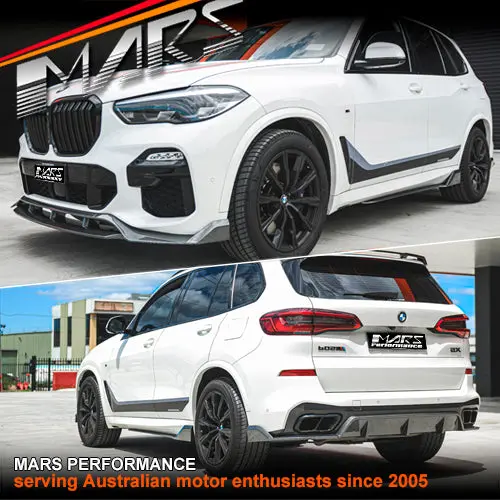 Carbon Print Performance Style Aero Dynamic Splitters Lip Spoiler & Diffuser Kit For Bmw G05 X5 M Sport 2018-2023 Pre Lci 1