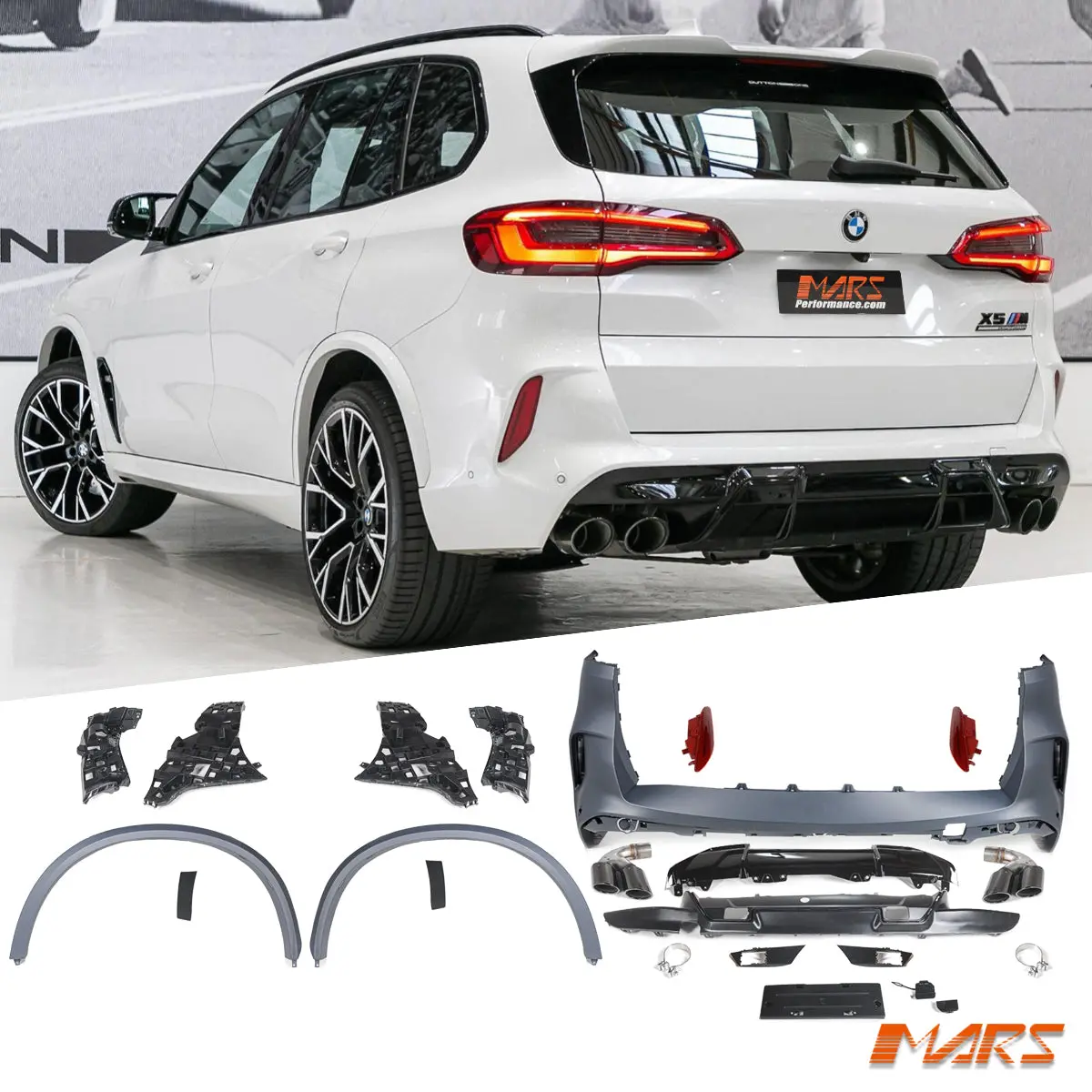 Rear Bumper Bar & Arch Flares & Exhaust Tips Bodykit For Bmw G05 X5 & F95 X5m 2018-2025 1
