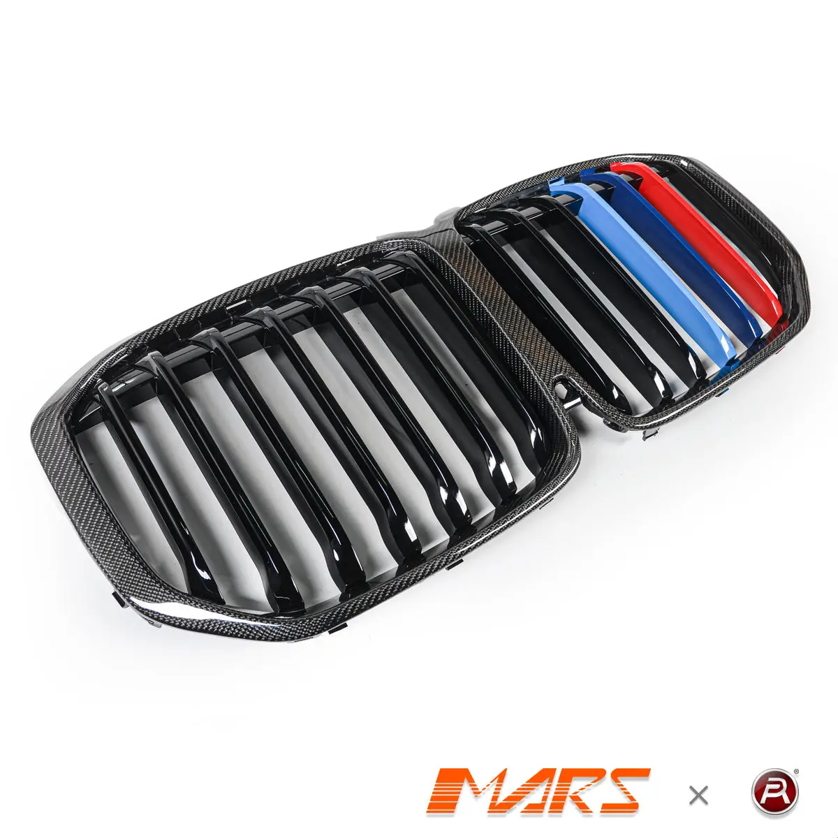 Carbon Fibre M Sport Style Front Bumper Bar Kidney Grille Grill With Colour Stripe Bodykit For Bmw X7 G07 Pre Lci 2019-2022 1