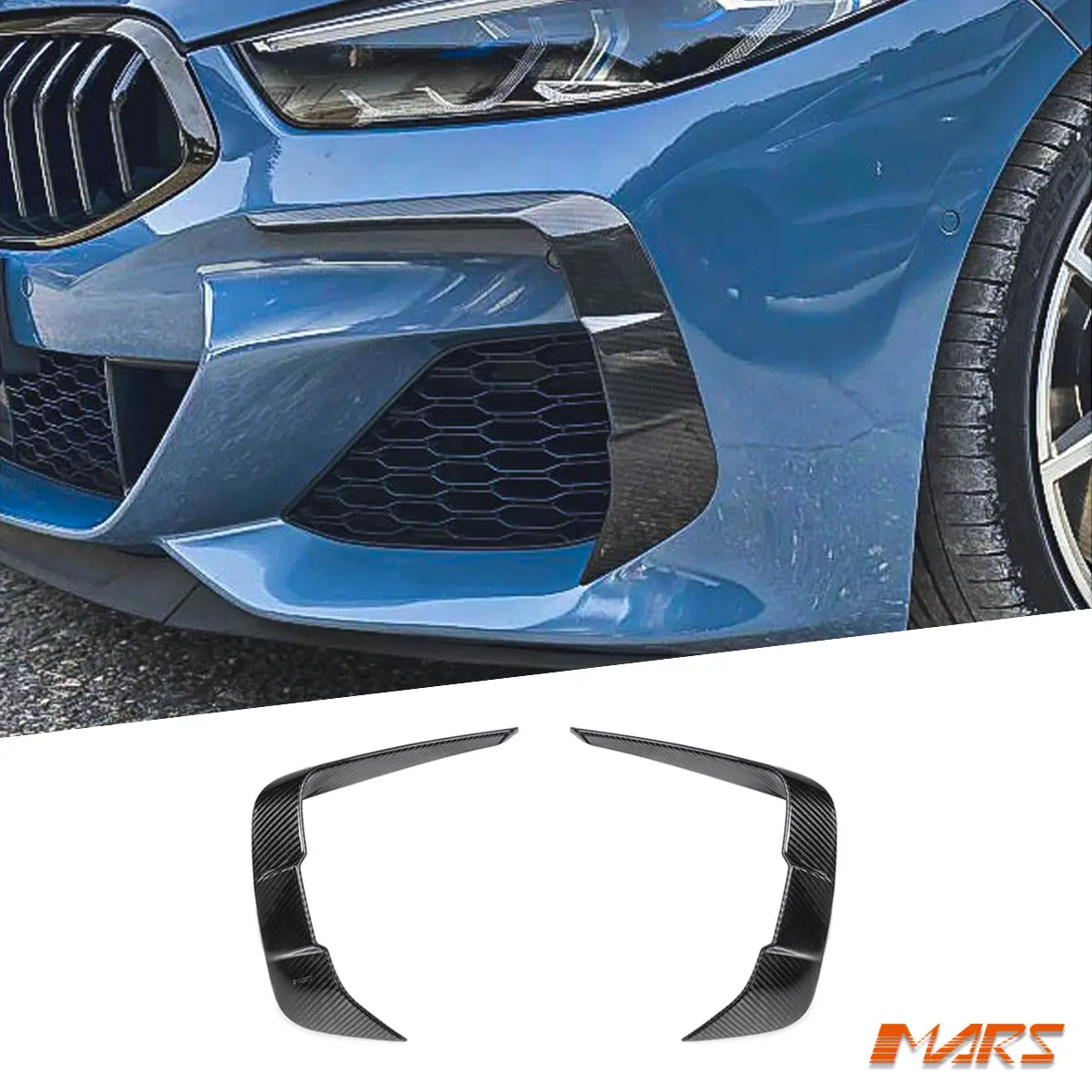 M Performance Style Dry Carbon Fibre Front Bumper Bar Side Blade Canards Spoiler For Bmw 8 Series G14 G15 G16 2019-2023 1