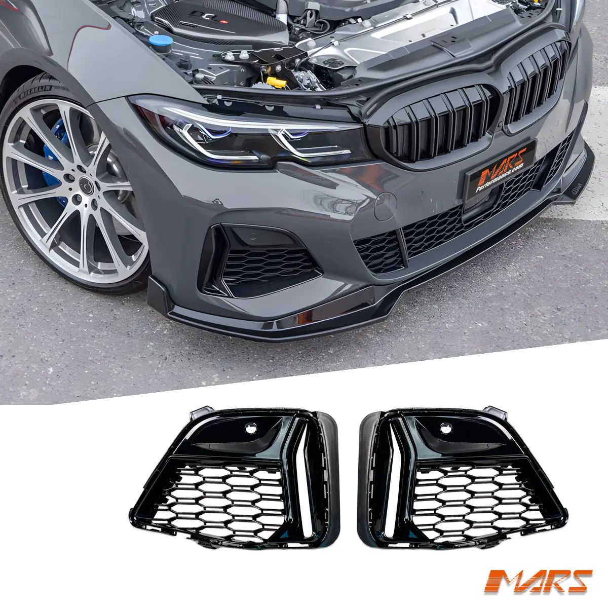 Gloss Black M340i Style Front Bumper Bar Side Mesh Vents Bodykit For Bmw 3-Series M Sport G20 Sedan G21 Wagon, Pre Lci 2018-2022 1