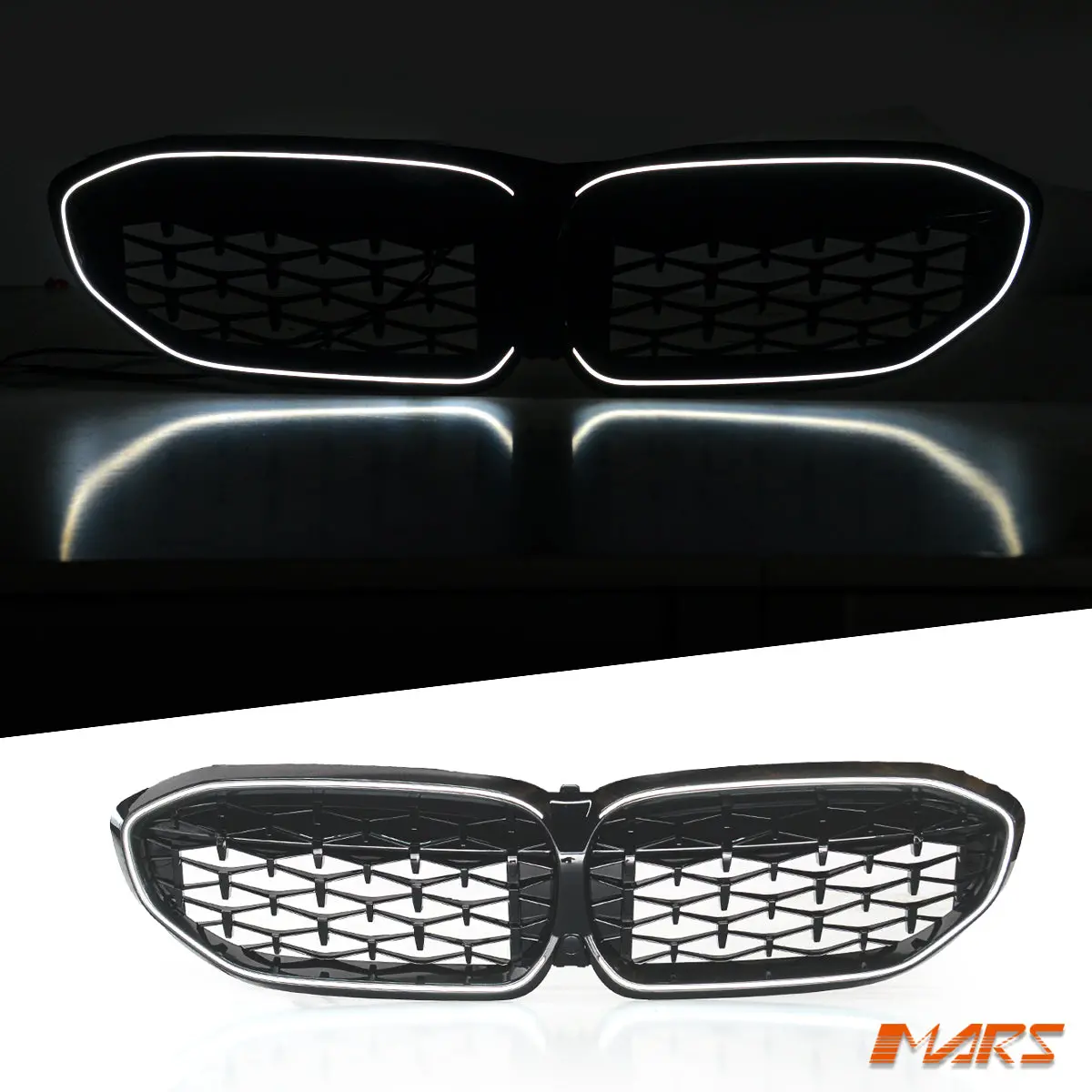 Gloss Black M340i Style Front Bumper Bar Grill With Led Light Strip Surround For Bmw 3-Series G20 & G21 Pre Lci 2018-2022 1