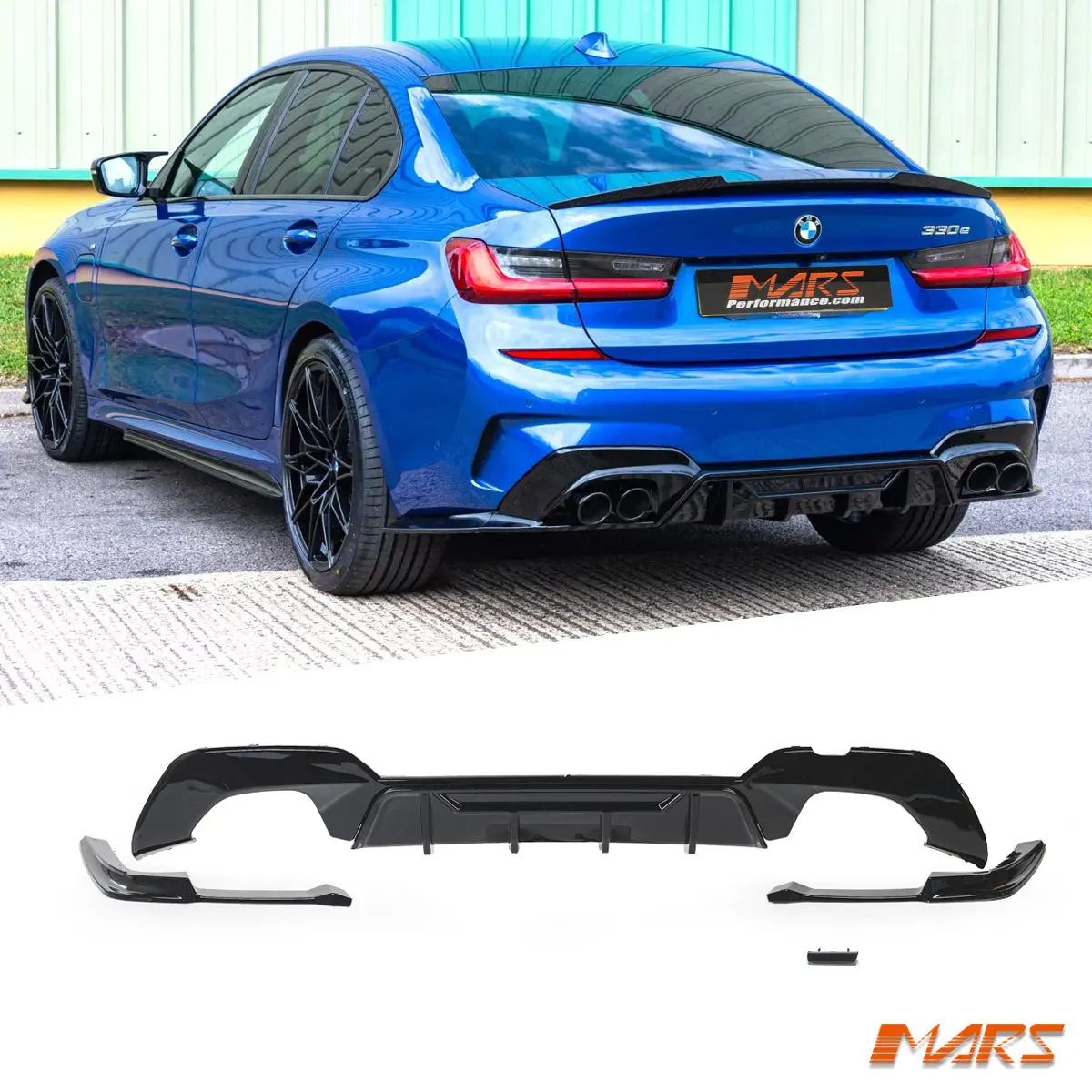 Gloss Black Performance Competition Rear Bumper Bar Twin Outlet Diffuser Bodykit For Bmw 3-Series G20 G21 M Sport, Pre Lci 2018-2022 1