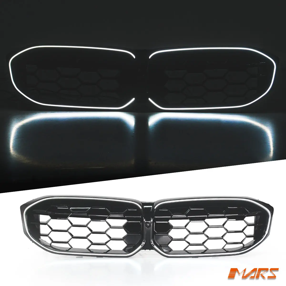 Gloss Black M340i Style Front Bumper Bar Grill With Led Light Strip Surround For Bmw 3-Series G20 Sedan & G21 Wagon, Lci 2022-2026 1