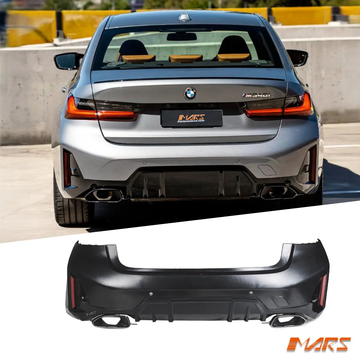 Lci M340i Style Sport Rear Bumper Bar With Diffuser Bodykit & Exhaust Tips For Bmw 3-Series G20 Sedan 2018-2024 1
