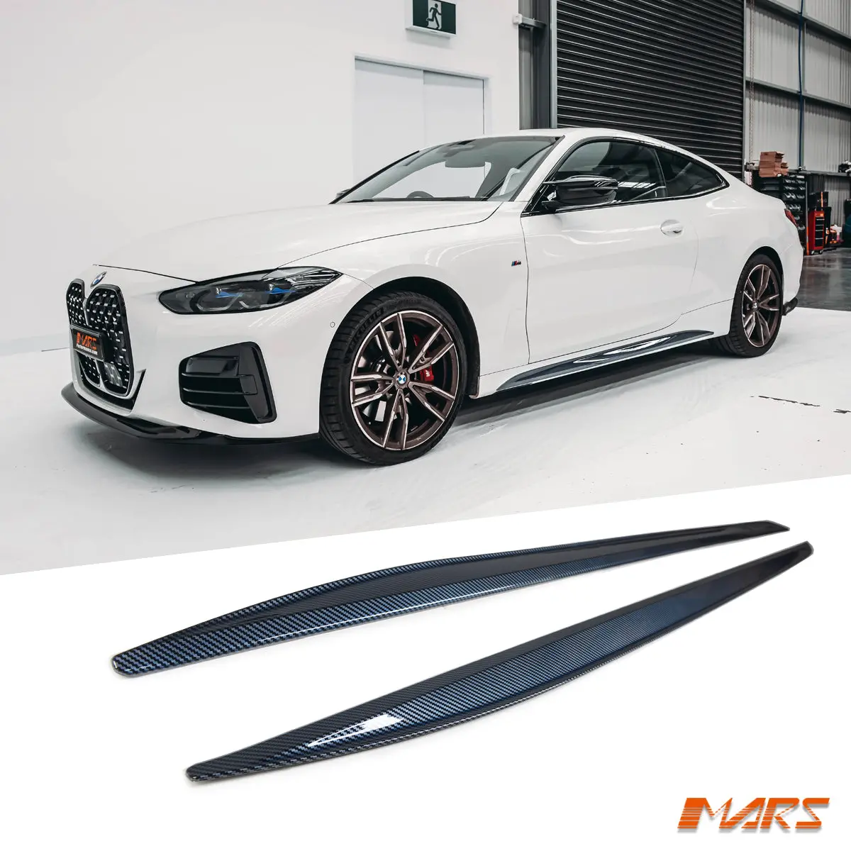 Carbon Print M Performance Style Lower Side Skirts Trim Bodykit For Bmw 4 Series G22 G23 M Sport 2022-2025 1