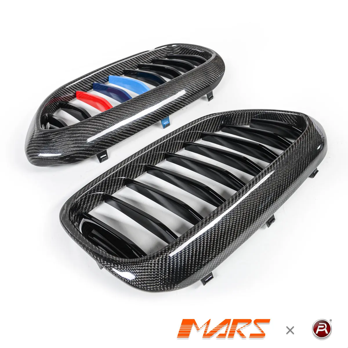 Carbon Fibre M Sport Style Front Bumper Bar Kidney Grille Grill Bodykit With Colour Stripes For Bmw 5 Series G30 Sedan & G31 Wagon Pre Lci 2017-2020 1