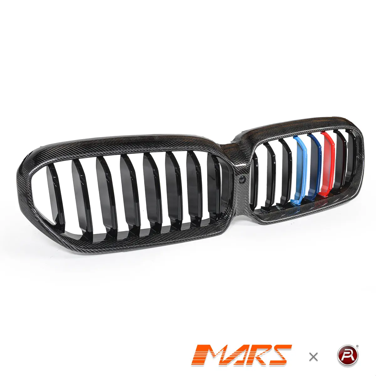 Carbon Fibre M Sport Style Front Bumper Bar Kidney Grille Grill Bodykit With Colour Stripes For Bmw 5 Series G30 Sedan & G31 Wagon Lci 2020-2023 1