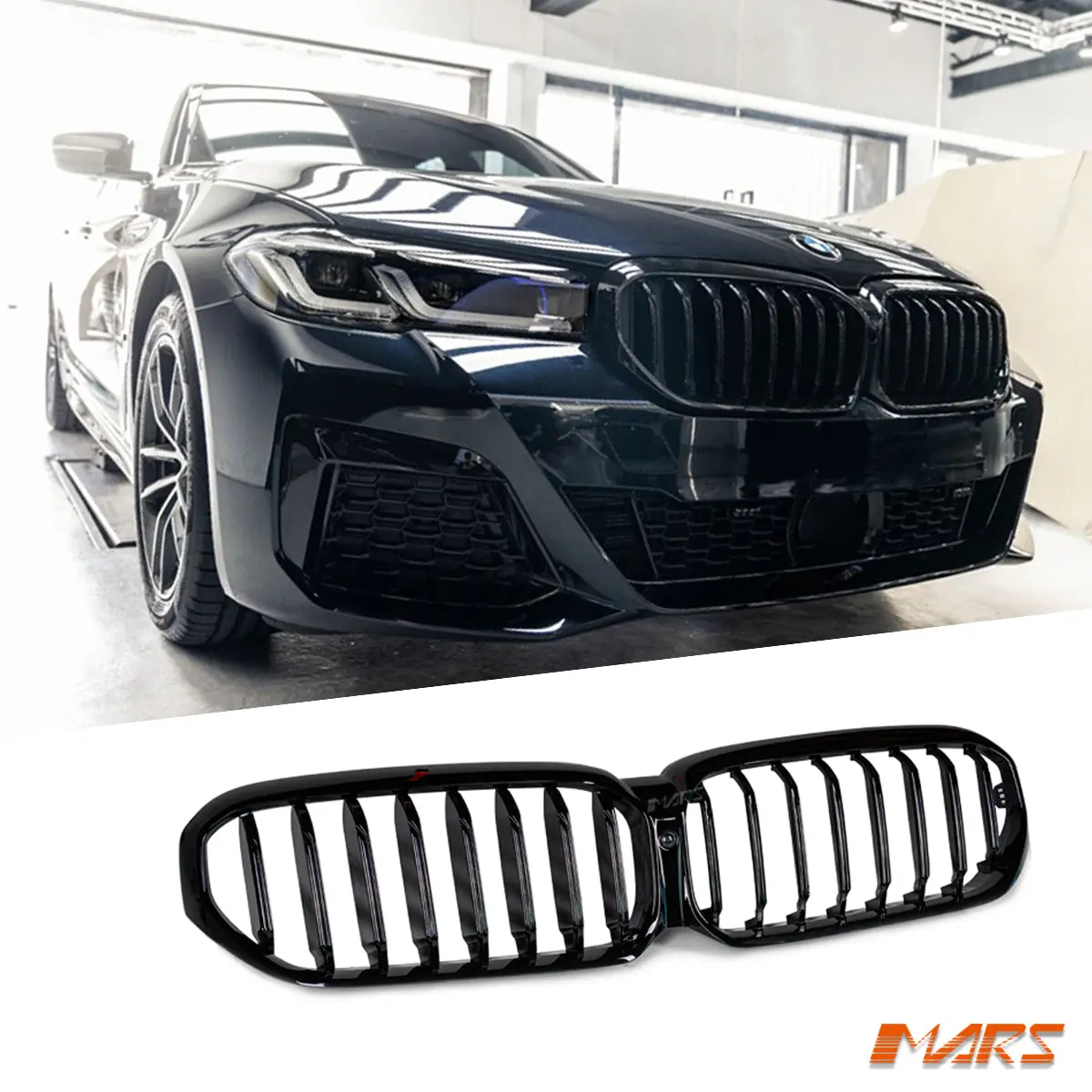 Gloss Black M Sport Style Front Bumper Bar Kidney Grille Grill Bodykit For Bmw 5 Series G30 Sedan & G31 Wagon Lci 2020-2023 1