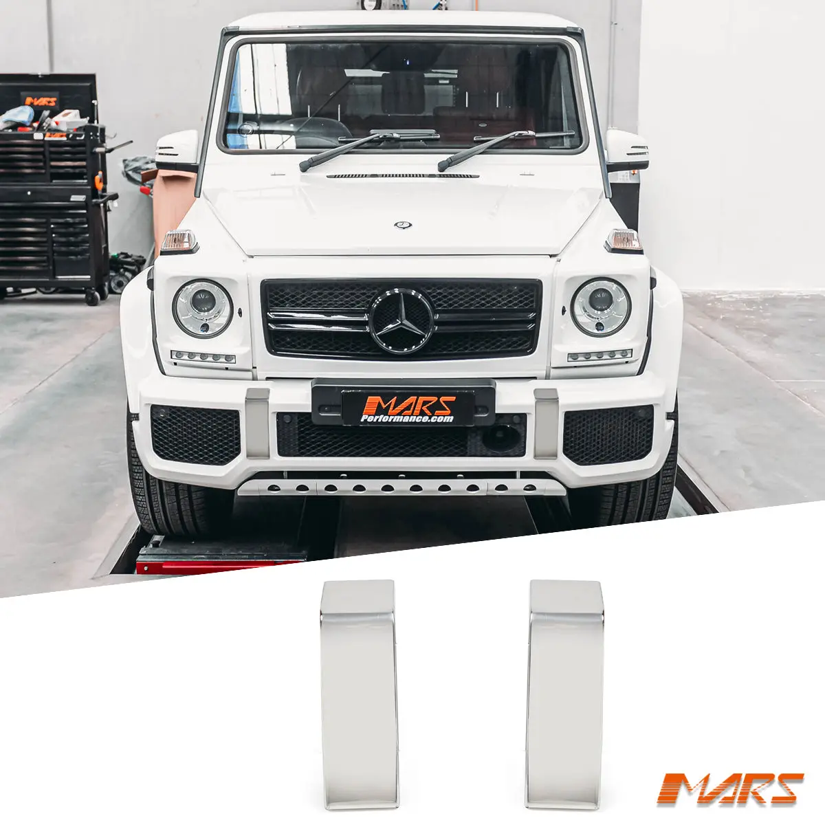 Chrome Metal Front Bumper Bar Garnish Cover For Mercedes-Benz W463 G-Class G63 Amg 2014-2018 1