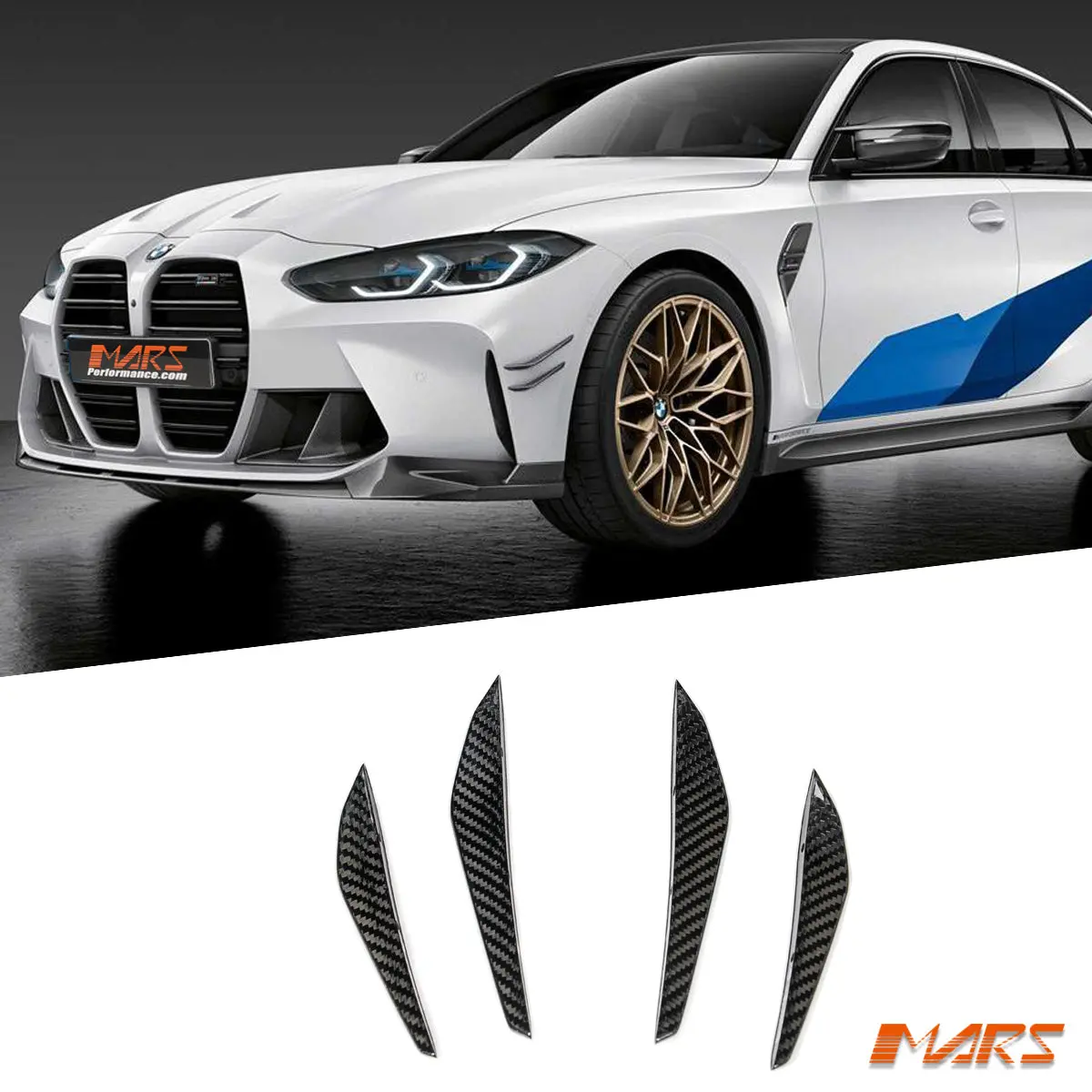 Dry Carbon Fibre Front Bumper Bar Side Blade Canards Bodykit For Bmw G82 G83 M4 & G80 G81 M3 1