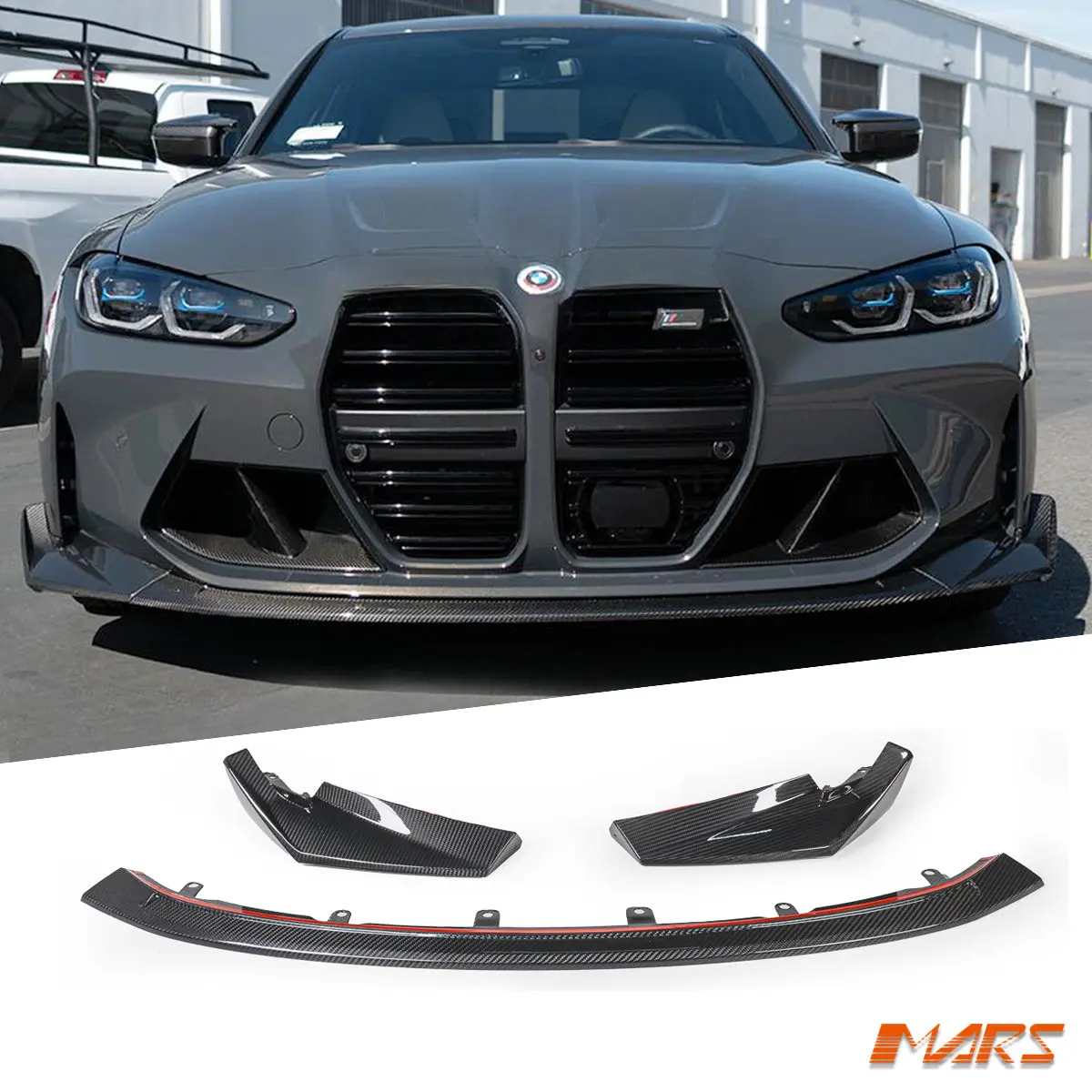 Csl Style Pre Pregged Dry Carbon Fiber Front Bumper Bar Lip Spoiler & Side Splitters Bodykit For Bmw G82 G83 M4 & G80 G81 M3 1