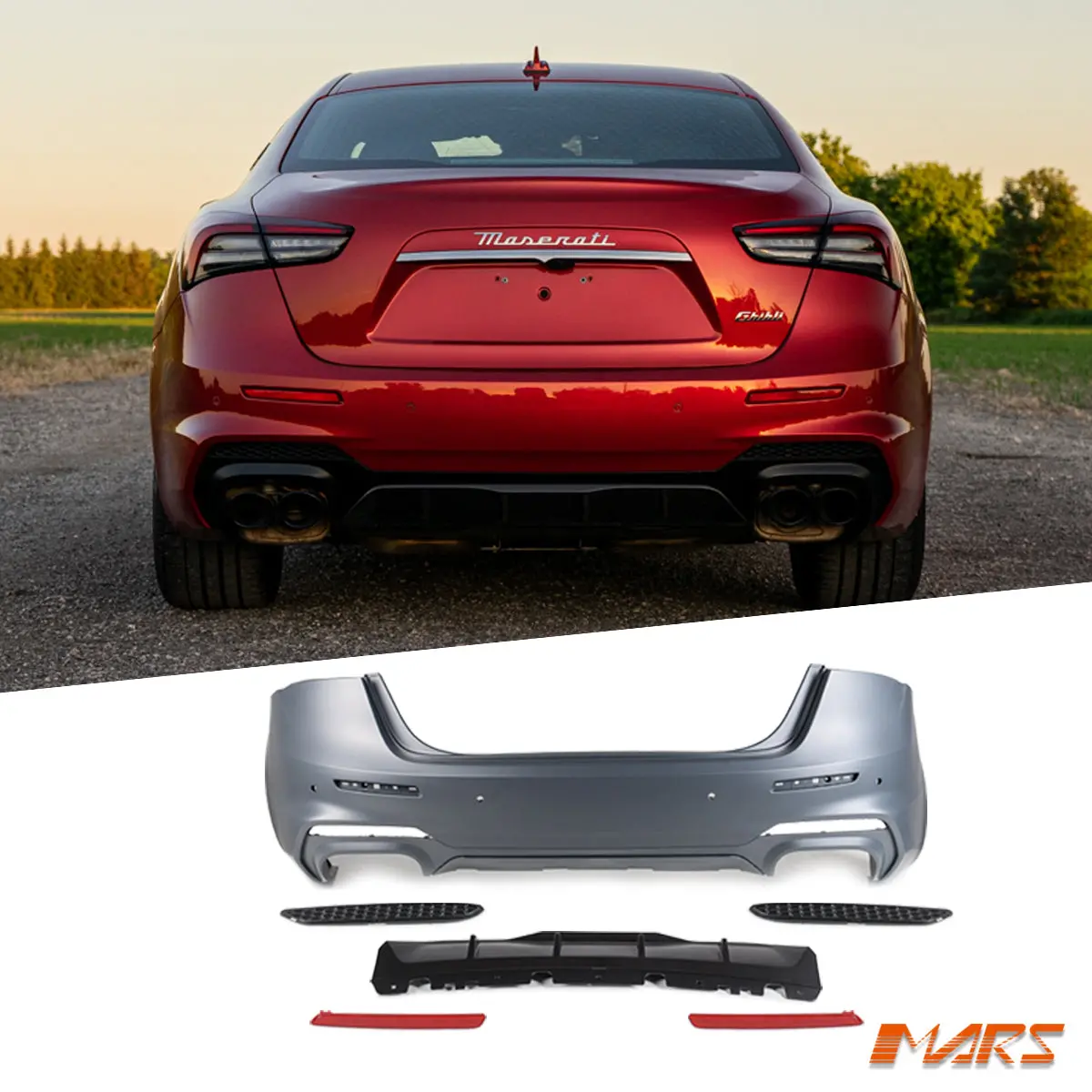 Trofeo Style Rear Bumper Bar With Diffuser For Maserati Ghibli Bodykit 2013-2023 1