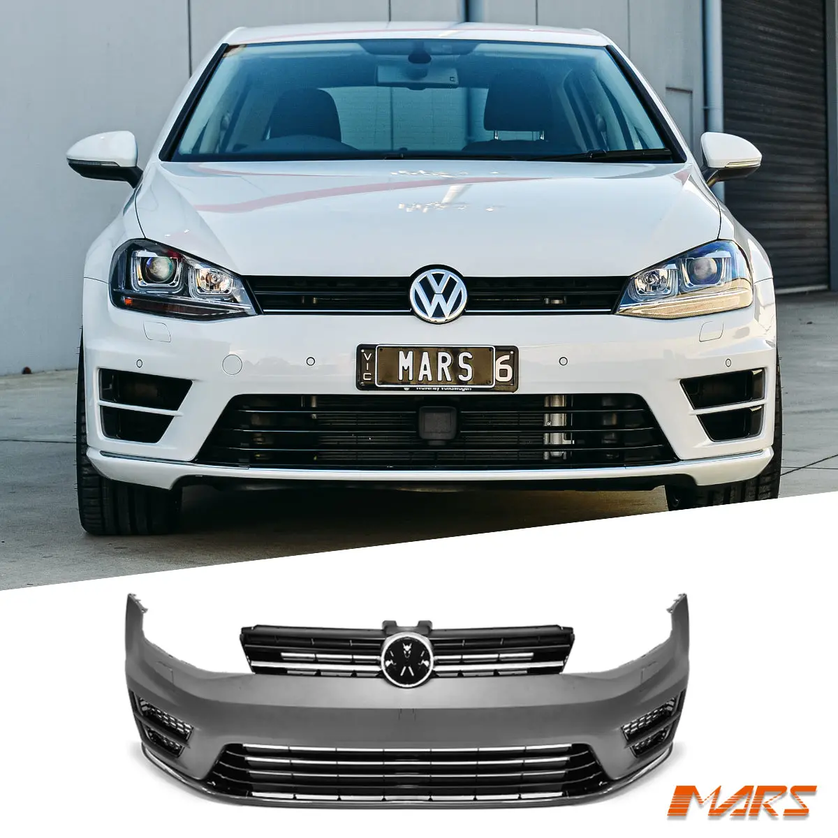 R Style Front Bumper Bar Bodykit With Grill For Volkswagen Vw Golf Vii Mk-7 2012-2017 1