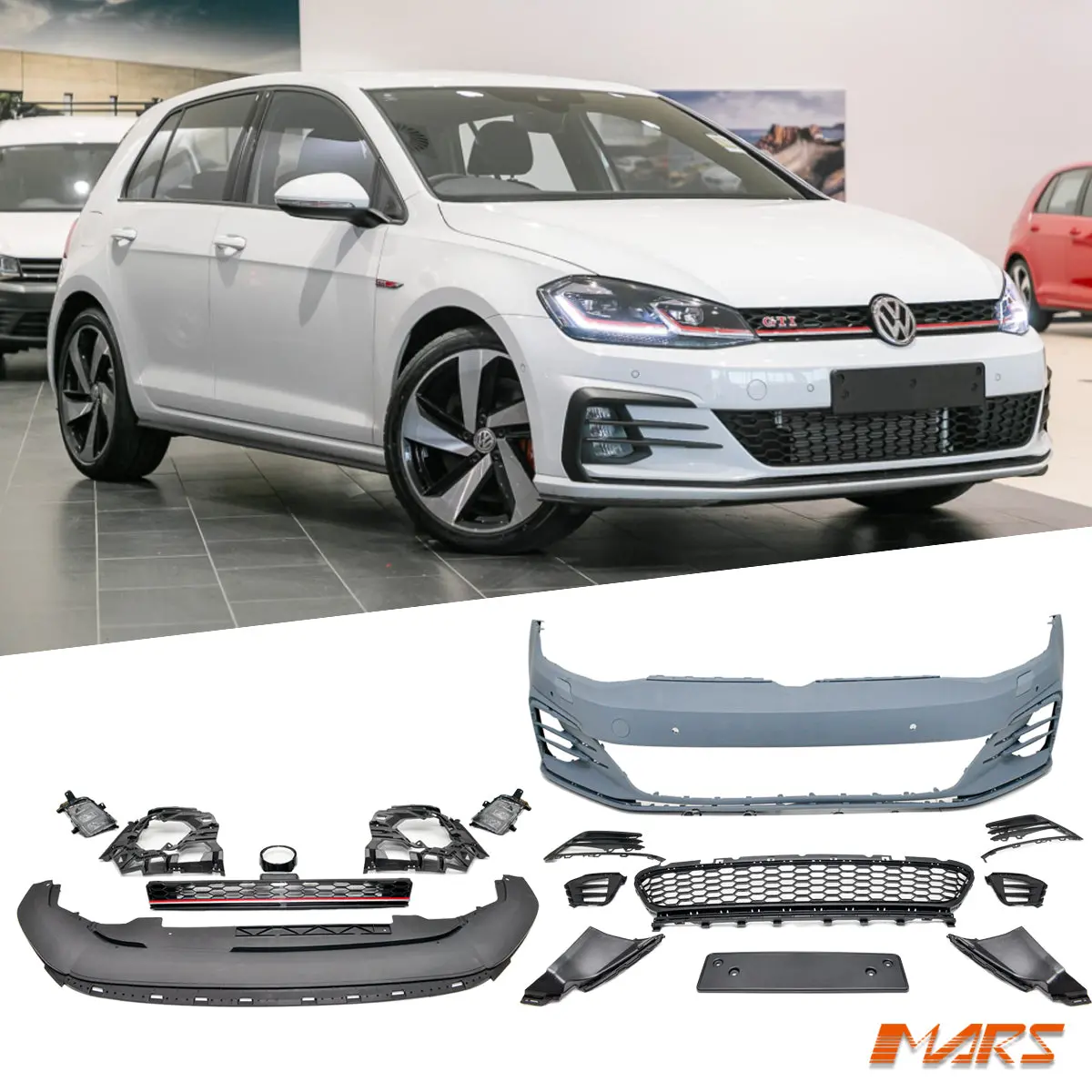 Gti Style Front Bumper Bar Bodykit With Grill For Volkswagen Vw Golf 7.5 Mk-7.5 2018-2020 1