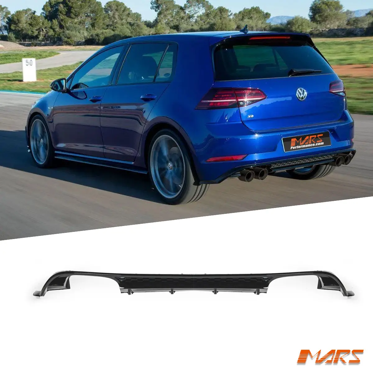 R20 Style Gloss Black Rear Bumper Bar Diffuser Bodykit For Volkswagen Vw Golf 7.5 Mk-7.5 Hatch 2018-2020 1